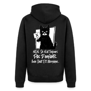 Chat Noir Humour Cadeau - Veste à capuche bio Premium Unisexe - noir - Dos - Nico (187cm)