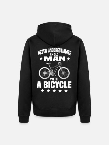 Alter Mann Fahrrad - Unisex Premium Bio Zip Hoodie - Schwarz