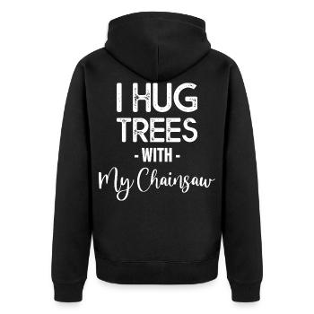 I Hug Trees With My Chainsaw 2 - Unisex Premium Organic Zip Hoodie - black - Back - Nico (187cm)