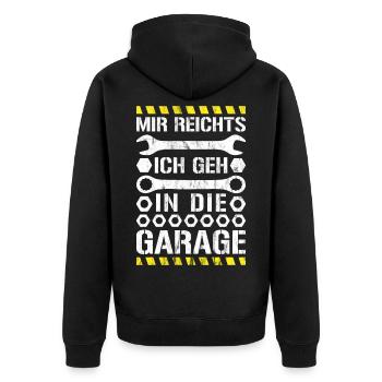 Mir Reichts Ich Geh In Die Garage KFZ Mechaniker - Unisex Premium Bio Zip Hoodie - Schwarz - Hinten - Nico (187cm)