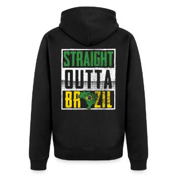 Direct from Brazil - Unisex Premium Organic Zip Hoodie - black - Back - Nico (187cm)