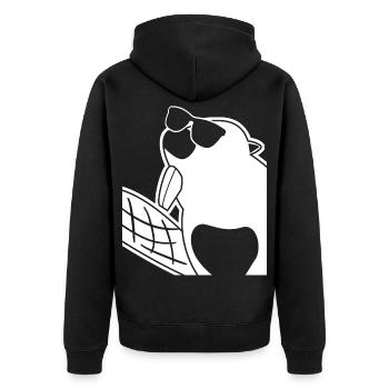 Biber mit Sonnenbrille lustig - Unisex Premium Bio Zip Hoodie - Schwarz - Hinten - Nico (187cm)