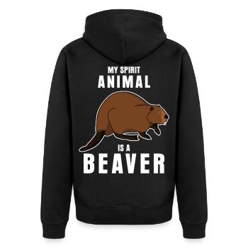Biber lustiger Spruch mit Nagetier - Unisex Premium Bio Zip Hoodie - Schwarz - Hinten - Nico (187cm)