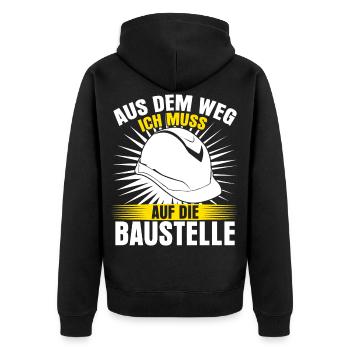 Bauleiter & Baustelle Spruch lustig - Unisex Premium Bio Zip Hoodie - Schwarz - Hinten - Nico (187cm)
