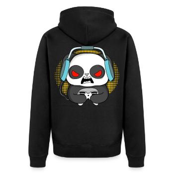 Gaming Panda Zocken Weihnachten Geburtstag Idee - Unisex Premium Bio Zip Hoodie - Schwarz - Hinten - Nico (187cm)
