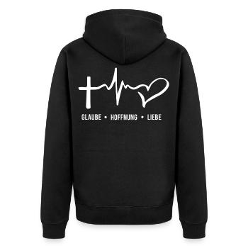 Glaube Hoffnung Liebe - Unisex Premium Bio Zip Hoodie - Schwarz - Hinten - Nico (187cm)
