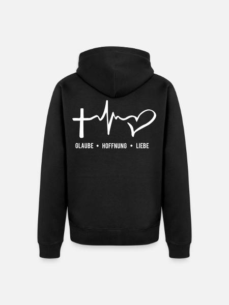 Glaube Hoffnung Liebe - Unisex Premium Bio Zip Hoodie - Schwarz
