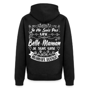 Je ne Suis pas Belle-Maman Je Suis une Maman Bonus - Veste à capuche bio Premium Unisexe - noir - Dos - Nico (187cm)