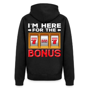 Spielautomat Glücksspiel Lustiger Casino Fan - Unisex Premium Bio Zip Hoodie - Schwarz - Hinten - Nico (187cm)