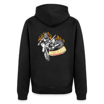 Motocross Extreme Sport I Enduro Biker Motorcycle - Unisex Premium Organic Zip Hoodie - black - Back - Nico (187cm)