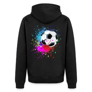 Colorful soccer splash design - Unisex Premium Organic Zip Hoodie - black - Back - Nico (187cm)