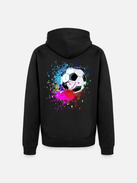 Bunter Fußball Splash Design - Unisex Premium Bio Zip Hoodie - Schwarz
