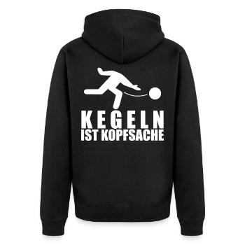 Kegeln - lustiger Kegler Spruch - Unisex Premium Bio Zip Hoodie - Schwarz - Hinten - Nico (187cm)