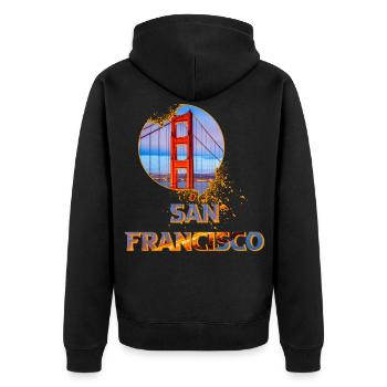 San Francisco Amérique USA Golden Gate Bridge - Veste à capuche bio Premium Unisexe - noir - Dos - Nico (187cm)