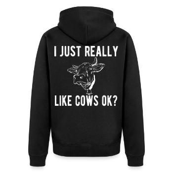 Cadeau de vache de vache fermier fermier - Veste à capuche bio Premium Unisexe - noir - Dos - Nico (187cm)
