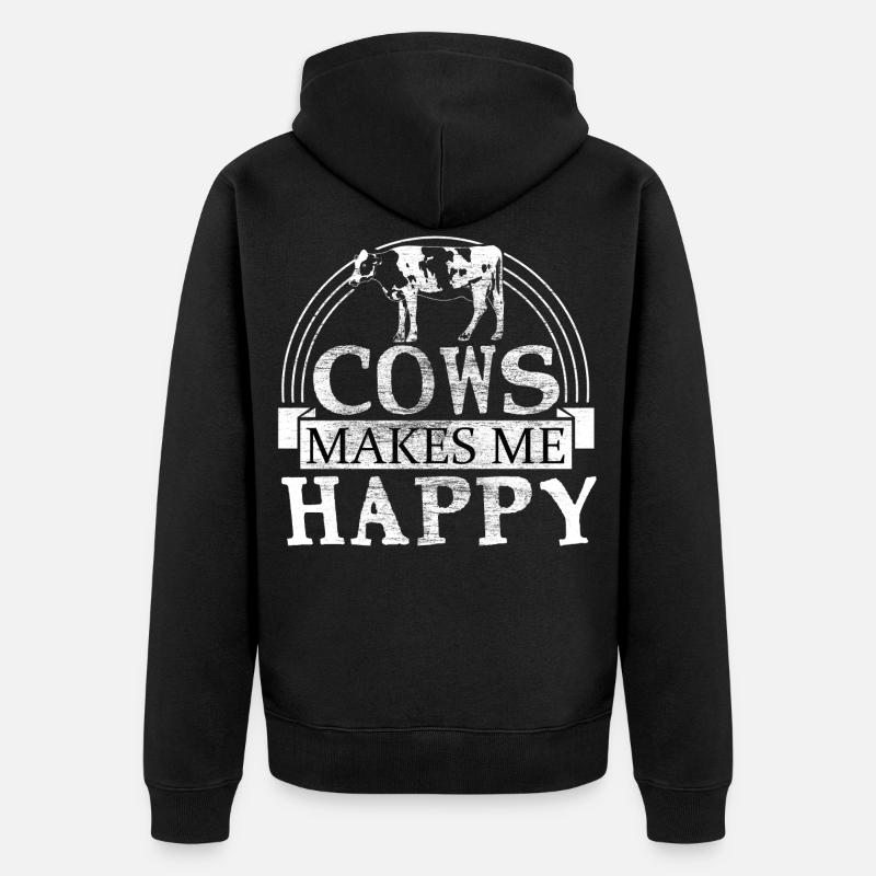 Cadeau animal de vache vache - Veste à capuche bio Premium Unisexe - noir