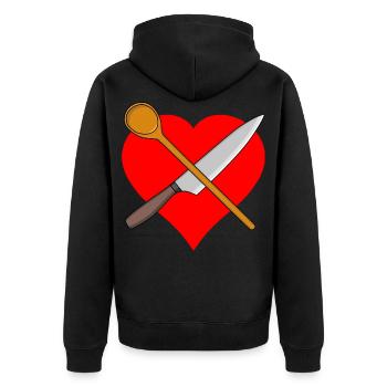 Coeur Cuisine Cuillère Couteau Restaurant d’Art Culinaire - Veste à capuche bio Premium Unisexe - noir - Dos - Nico (187cm)
