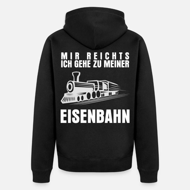 Eisenbahner Eisenbahn Dampflok Spruch - Unisex Premium Bio Zip Hoodie - Schwarz