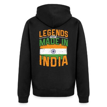 Indien - Unisex Premium Bio Zip Hoodie - Schwarz - Hinten - Nico (187cm)
