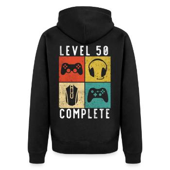50th birthday level Complete Gaming - Unisex Premium Organic Zip Hoodie - black - Back - Nico (187cm)