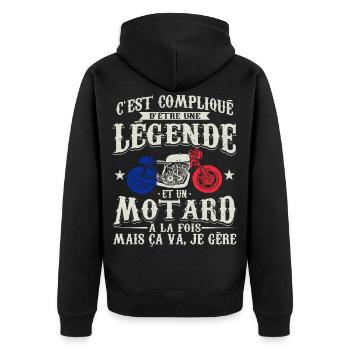 Motard Francais Cadeau - Veste à capuche bio Premium Unisexe - noir - Dos - Nico (187cm)
