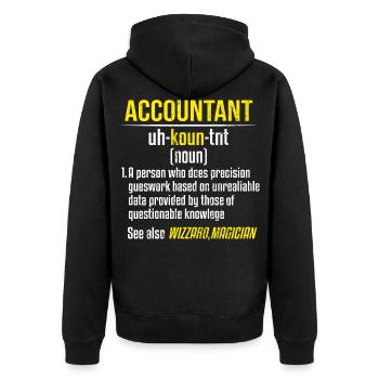 Buchhalter: Eine Person Schätzt Wörterbuch - Unisex Premium Bio Zip Hoodie - Schwarz - Hinten - Nico (187cm)