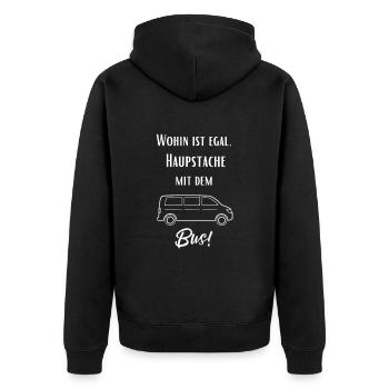 L'essentiel est le bus, le camping, le plein air, le cadeau, - Veste à capuche bio Premium Unisexe - noir - Dos - Nico (187cm)