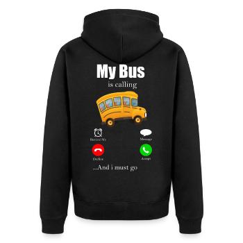 Busfahrer Omnibus Schulbus Öpnv Autobus Geschenk - Unisex Premium Bio Zip Hoodie - Schwarz - Hinten - Nico (187cm)