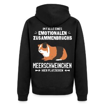Emotionaler Zusammenbruch Meerschweinchen hier - Unisex Premium Bio Zip Hoodie - Schwarz - Hinten - Nico (187cm)