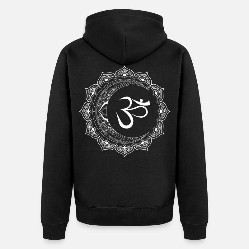 Om, Mandala de la Lune - Veste à capuche bio Premium Unisexe - noir