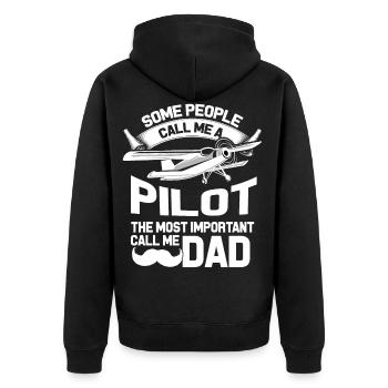 Pilot Fluzeug Vater Dad - Unisex Premium Bio Zip Hoodie - Schwarz - Hinten - Nico (187cm)