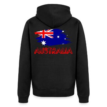 Australien Australia Fahne Flagge Flag - Unisex Premium Bio Zip Hoodie - Schwarz - Hinten - Nico (187cm)