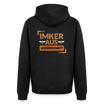 Imker aus Leidenschaft - Unisex Premium Bio Zip Hoodie - Schwarz - Hinten - Nico (187cm)