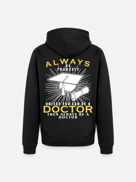 Tohtorin tohtorin tohtorin sanonta - Premium unisex luomu-huppari vetoketjulla - musta