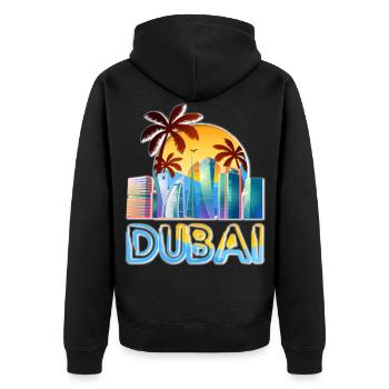 Dubai Skyline été soleil palmiers plage mer - Veste à capuche bio Premium Unisexe - noir - Dos - Nico (187cm)