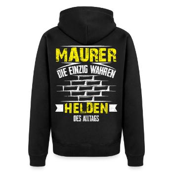 Maurer die einzig wahren Helden des alltags Männer - Unisex Premium Bio Zip Hoodie - Schwarz - Hinten - Nico (187cm)