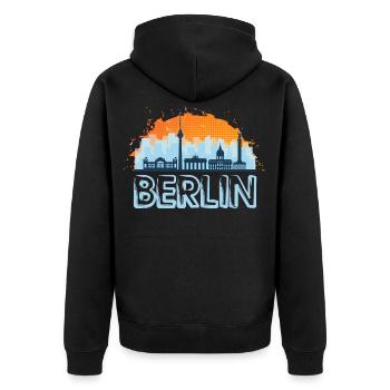 Berlin Deutschland Germany Skyline Stadt City - Unisex Premium Organic Zip Hoodie - black - Back - Nico (187cm)