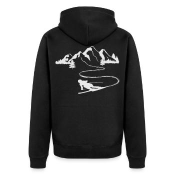 Skiing gift idea for children and ski binding - Unisex Premium Organic Zip Hoodie - black - Back - Nico (187cm)