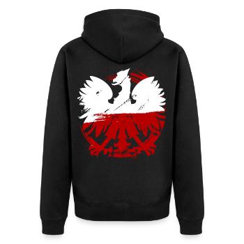 Polen - Unisex Premium Bio Zip Hoodie - Schwarz - Hinten - Nico (187cm)