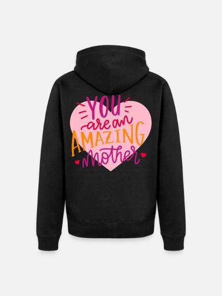 Moeder baby moeder hou van mama moeder moederdag cadeau - Uniseks Premium bio ziphoodie - zwart