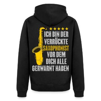 Saxophon Spruch lustig Saxophonist Witz - Unisex Premium Bio Zip Hoodie - Schwarz - Hinten - Nico (187cm)
