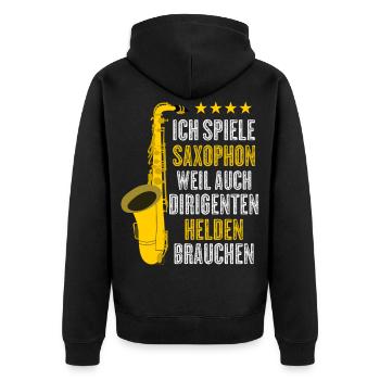 Saxophon Spruch lustig Dirigienten Witz - Unisex Premium Bio Zip Hoodie - Schwarz - Hinten - Nico (187cm)