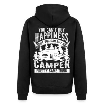 Camper caravan glücklich - Unisex Premium Bio Zip Hoodie - Schwarz - Hinten - Nico (187cm)