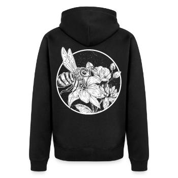 Bee Beekeeper Bumblebee Zeidler Honey Gift Honeycomb - Unisex Premium Organic Zip Hoodie - black - Back - Nico (187cm)