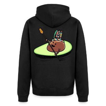 Avocado Indianer Krieger Kanu Fantasy Frucht Kind - Unisex Premium Bio Zip Hoodie - Schwarz - Hinten - Nico (187cm)