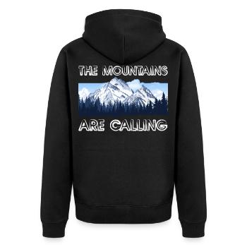 Berg Berge Mountains Natur Wandern Klettern - Unisex Premium Bio Zip Hoodie - Schwarz - Hinten - Nico (187cm)
