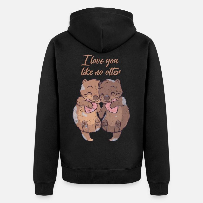 Je t'aime comme aucun cadeau de loutre - Veste à capuche bio Premium Unisexe - noir