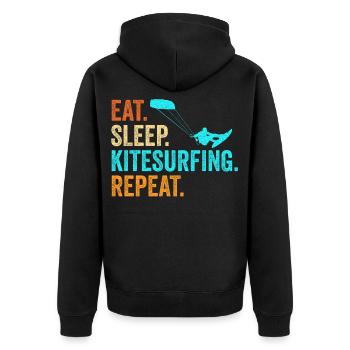 Kitesurfen Surfer Kite Geschenk - Unisex Premium Bio Zip Hoodie - Schwarz - Hinten - Nico (187cm)