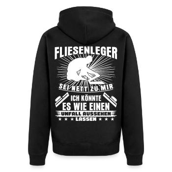 Fliesenleger lustiger Fliesen Spruch - Unisex Premium Bio Zip Hoodie - Schwarz - Hinten - Nico (187cm)