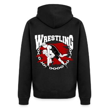 Wrestling - Unisex Premium Bio Zip Hoodie - Schwarz - Hinten - Nico (187cm)